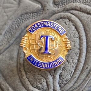 Vintage Toastmasters International stud pin blue enamel gold fill collar stud